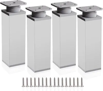Imagen del producto de Ibenzoa®: Juego de 4 patas de aluminio ajustables para mesas, con un diámetro de 40 mm, altura ajustable de 65 a 95 mm, con recubrimiento en polvo, incluye material de montaje, apto para tableros de hasta 120 cm