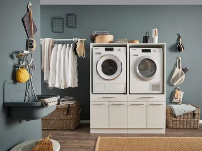 Produktbild von Waschmaschinenumbauschrank >LAUNDREEZY< in weiß - 135x162x67,5 (BxHxT)
