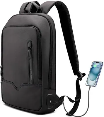 Obrázek produktu pro Uniqoos® Voděodolný batoh s externími porty USB-A a USB-C, ergonomická záda z materiálu EVA, přihrádka na notebook do velikosti 15,6 palců, černý