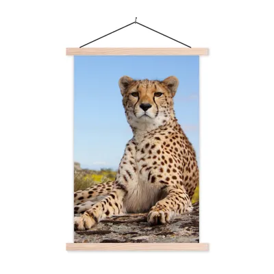 Produktbild von MuchoWow® Textilposter Leopard - Tiere - Natur 60x90 cm mit holzfarbenen Rahmen - Textil