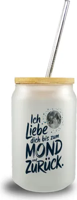 Produktbild von Ich liebe dich bis zum Mond und zurück Trinkglas mit Bambusdeckel