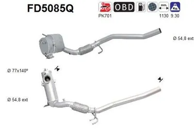Produktbild von AS FD5085Q Dieselpartikelfilter Rußpartikelfilter DPF für VW GOLF VI (5K1) Euro 4/Euro 5 Abgasanlage Diesel
