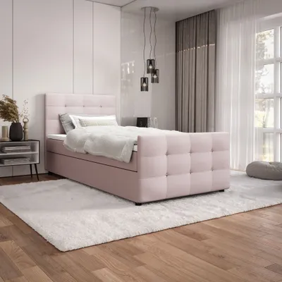 Obrázek produktu pro Jednolůžková postel 100x200 KAUR s úložným prostorem - světle růžová