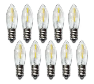 Produktbild von 10 Stück Riffelkerze LED Filament 55V 0,1W Topkerze für Lichterkette Schwibbogen Pyramide etc