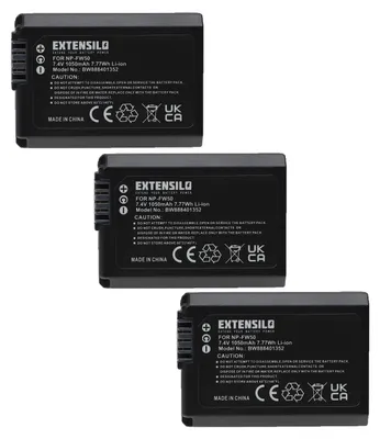 Produktbild von EXTENSILO 3x Akku kompatibel mit Sony Alpha SLT-A55VL, SLT-A55VY Kamera (1050 mAh, 7,4 V, Li-Ion)