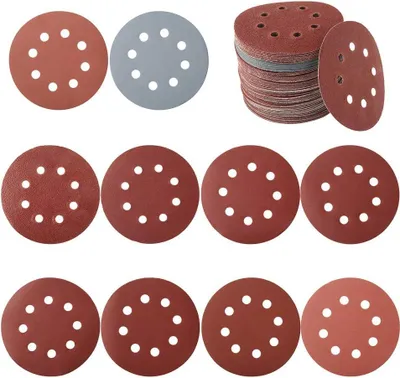 Obrázek produktu pro 100ks brusných kotoučů 125 mm, brusný kotouč, brusný papír, brusný papír na suchý zip pro 8 otvorů excentrické brusky Zrnitost 80/180 /240/320/400/800/1000/1500/2000/3000