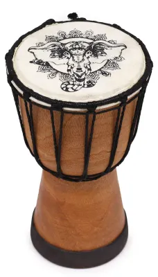 Productafbeelding van Handgemaakte djembe-trommel met brede klankbodem - 20 cm
