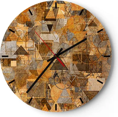 Produktbild von Wanduhr - Rund - Glasuhr - Abstraktion modern - 30x30cm - Schleichendes Uhrwerk - Lautlos - zum Aufhängen bereit - Dekoration Modern - Wanddekoration aus Glas - C3AR30x30-4021