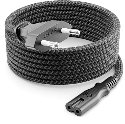 Produktbild von deleyCON 5m Netzkabel Nylon Typ C Euro-Stecker auf C7 2,5A - Grau