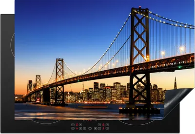 Produktbild von KitchenYeah© Herdabdeckplatte Brücke - San Francisco - Skyline , 77x51cm, Küche Deko, Glaskeramikkochfeld Herdabdeckung, Abdeckplatte fùr Kochfeld