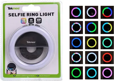 Produktbild von Selfie-Ringlicht mit 21 LEDs, 9,2 cm Durchmesser und 18 Lichtfarben