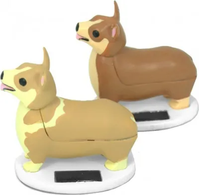 Immagine prodotto di Elroy Solar Corgi Dog Royal Gift Wobble Figure alimentato ad energia solare 7 cm