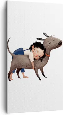 Produktbild von Bild auf Leinwand - Leinwandbild - Einteilig - Kind Hund Bild - 45x80cm - Wand Bild - Wanddeko - Wandbilder - Leinwanddruck - Bilder - Wanddekoration - Leinwand bilder - Wandbild - PA45x80-4783