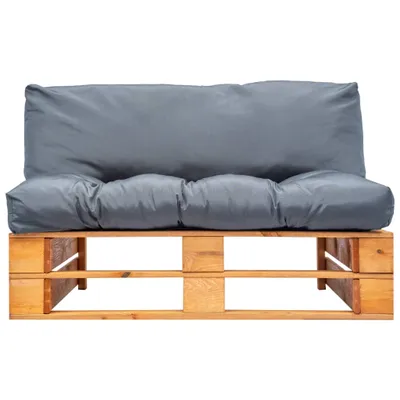 Immagine prodotto di vidaXL Divano per esterni in pallet con cuscini in legno di pino grigio