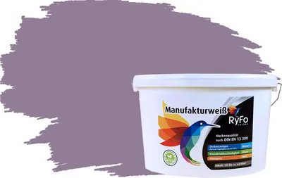 Produktbild von RyFo Colors Bunte Wandfarbe Manufakturweiß Blasslila 10l - weitere Violett Farbtöne und Größen erhältlich, Deckkraft Klasse 1, Nassabrieb Klasse 1