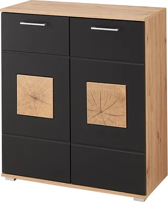 Produktbild von Schuhschrank in Eiche Nb. mit schwarz supermatt FARGO-36, B/H/T ca. 84/95/38 cm