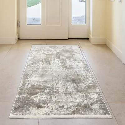Produktbild von Abstrakter klassischer Wollteppich in beige Größe - 80 x 150 cm