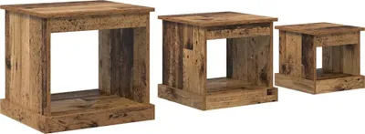 Immagine prodotto di vidaXL Tavolino da caffè, 3 pezzi, legno di recupero, 48 x 45 x 45 cm, materiale in legno
