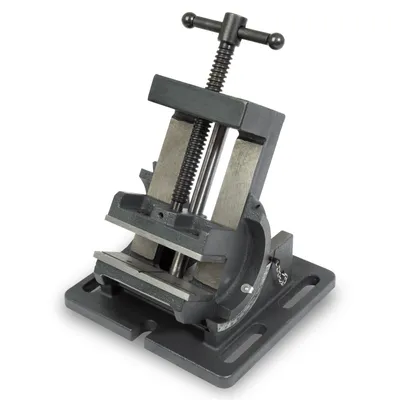 Obrázek produktu pro Strojní svěrák EBERTH 90° naklápěcí z ocelové litiny, maximální šířka upnutí 105 mm, šířka čelistí 100 mm, svěrák pro vrtačku, frézku