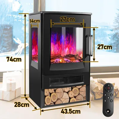 Image de Peviasot, poêle électrique avec effet de flamme, puissance 900/1800 W, 8 couleurs de flamme et 5 niveaux de luminosité