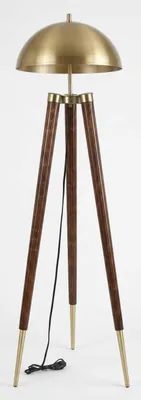 Produktbild von Stehleuchte Tripod Design Industrial Holz Gold Lampe Stehlampe