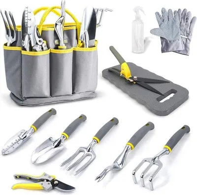 Obrázek produktu pro Sada zahradního nářadí, 11 v 1, robustní, ergonomická, s ochranou rukojeti, černá, 20 cm