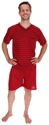 Produktbild von Pyjama Herren kurz Shirt+Hose Schlafanzug Schlafkleidung Nachtwäsche Nachtanzug, Größe:XXL, Farbe:Bordeaux