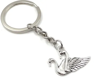 Produktbild von Onwomania Schwäne im zusammen 2 niedlich Schlüsselanhänger Metall Glücksbringer in Alu Geschenkbox, ideal zum Verschenken