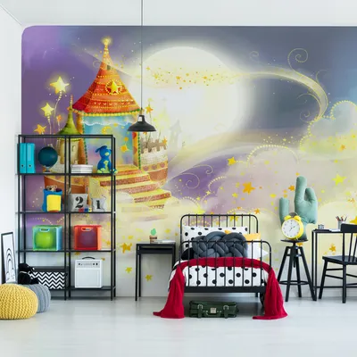 Produktbild von Muralo XXL Selbstklebende FOTOTAPETE SCHLOSS Himmel Hasen Sterne (B) 312 cm x (H) 219 cm Tapete Wandtapete WOHNZIMMER SCHLAFZIMMER 4862