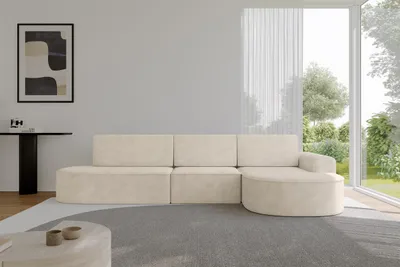 Produktbild von ALTDECOR Ecksofa mit Schlaffunktion und Bettkasten - MARI-L2-S - 368X167X85 - Beige Corner Sofa Eckcouch Couch L-Form, links/rechts angeordnet, Schlafcouch Ausziehbar Wohnlandschaft