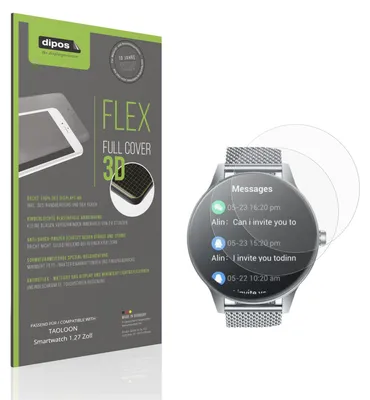 Produktbild von 2x Full Cover Schutzfolie matt für TAOLOON Smartwatch 1.27 Zoll Panzerfolie Anti-Shock