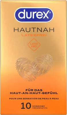 A box of Durex condoms with a gold and orange gradient background.