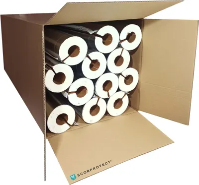 Produktbild von Scorprotect® voller Karton Alu PUR Rohrschale / Rohrisolierung mit Gewebemantel selbstklebend : 42 mm Rohr x 30 mm Isolierstärke Rohr x Isolierstärke: 42 mm Rohr x 30 mm Isolierstärke