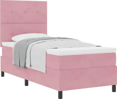Produktbild von Boxspringbett mit Matratze mit Kopfteil Rosa 80 x 200 cm Samt