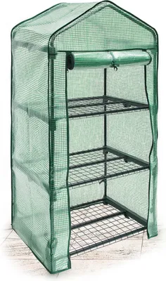 Image de Serre en plastique Relaxdays pour balcon 125 x 70 x 50 cm (H x L x P), 3 étagères, serre d'intérieur pour balcon ou terrasse, peu encombrante, verte