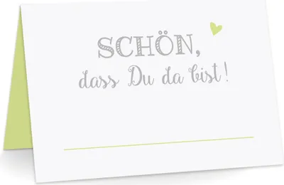 Produktbild von Tischkarten "Schön, dass Du da bist!" hellgrün – 50 Stück