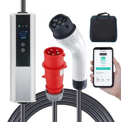 Obrázok produktu pre Nabíjací kábel typu 2 pre elektromobily - 32A nabíjačka pre elektromobily - zásuvka CEE 32 - 7,36 kW (jednofázová) /22 kW (trojfázová) - 7,5 m nabíjací kábel - nabíjacia stanica pre elektromobily - 4 úrovne nastavenia prúdu (16A/20A/24A/32A)