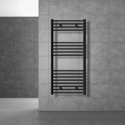Obrázek produktu pro LuxeBath koupelnový radiátor Sahara, 600x1200 mm, černý, rovný s bočním připojením, bez topného tělesa
