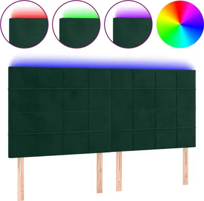 Produktbild von vidaXL LED Kopfteil Dunkelgrün 200x5x118/128 cm Samt