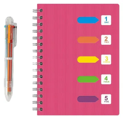 Produktbild von Notizbuch A5 Ringbuch Liniert mit Register 240 Blatt Hardcover & Stift