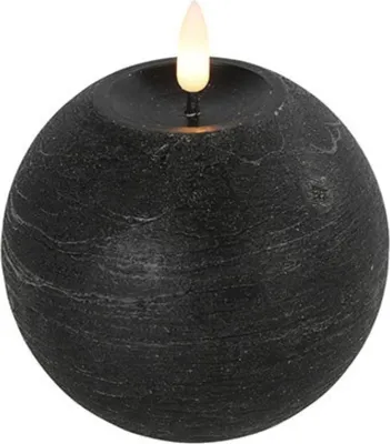 Produktbild von Countryfield LED-Kugelkerze Ø10 cm Schwarz Rustikal – warmweiß flackernd