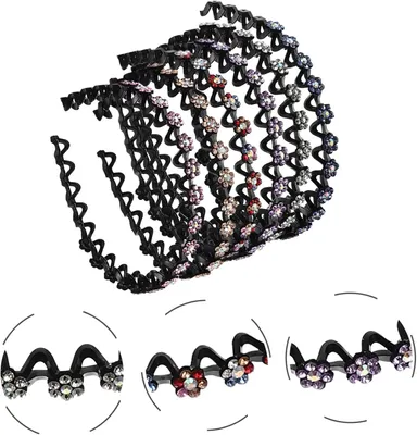 Produktbild von 18 Stück Stirnbänder mit gewellten Haaraccessoires für verschiedene Frisuren, strassbesetzte Haarreifen, einzigartiger Haarschmuck für Damen, Perücken und Haargummis