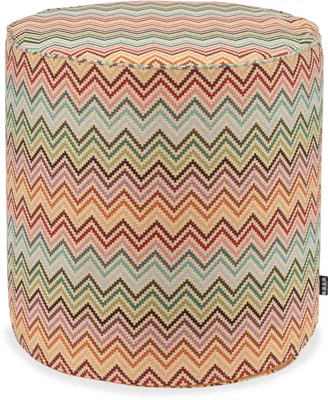 Produktbild von H.O.C.K. Maribel Outdoor Hocker Pouf rund mit Keder ø45x45cm col. 1 multi Zick-Zack sun boho