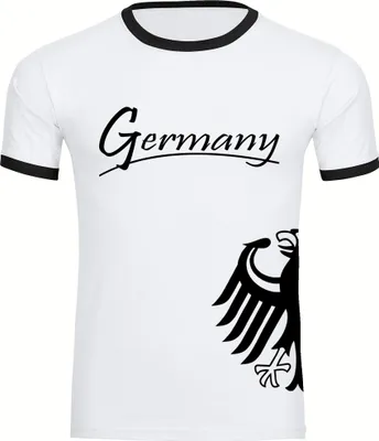 Produktbild von multifanshop Kontrast T-Shirt - Germany - Adler seitlich, weiß/schwarz, Größe M
