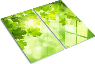 Produktbild von Tulup Glas-Herdabdeckplatte - 2x30x52cm - Glaskeramikkochfeld-Abdeckung Spritzschutz Zweiteilig Kastanienblätter
