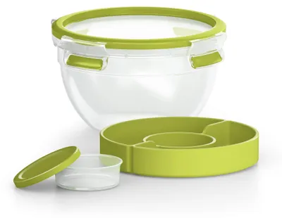 Produktbild von EMSA CLIP & GO SALATBOX 1,0 L, 518097, 1 l, Transparent, Polypropylen (PP), Thermoplastisches Elastomer (TPE), Deutschland, 167 mm, 167 mm
