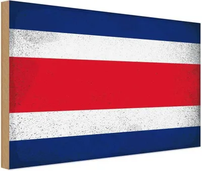 Produktbild von vianmo Holzschild 12x18 cm Costa Rica Vintage Flagge Fahne Wappen