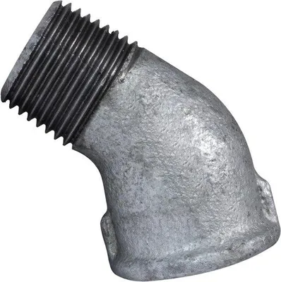 Immagine prodotto di Punta a vite da 1/2" a 45°, zincata, per impianti idraulici di riscaldamento
