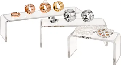 Produktbild von 3er Set Dekobrücke aus Acrylglas Quadratisch - Zeigis® / Warenträger / U-Ständer / Acrylständer / Warenpräsentation / Dekoständer / Dekoaufsteller / Acryl / transparent / klar / farblos