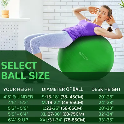 Immagine prodotto di Palla ginnastica da 86 cm, antiscoppio, antiscivolo, con pompa ad aria, ideale per yoga e fitness